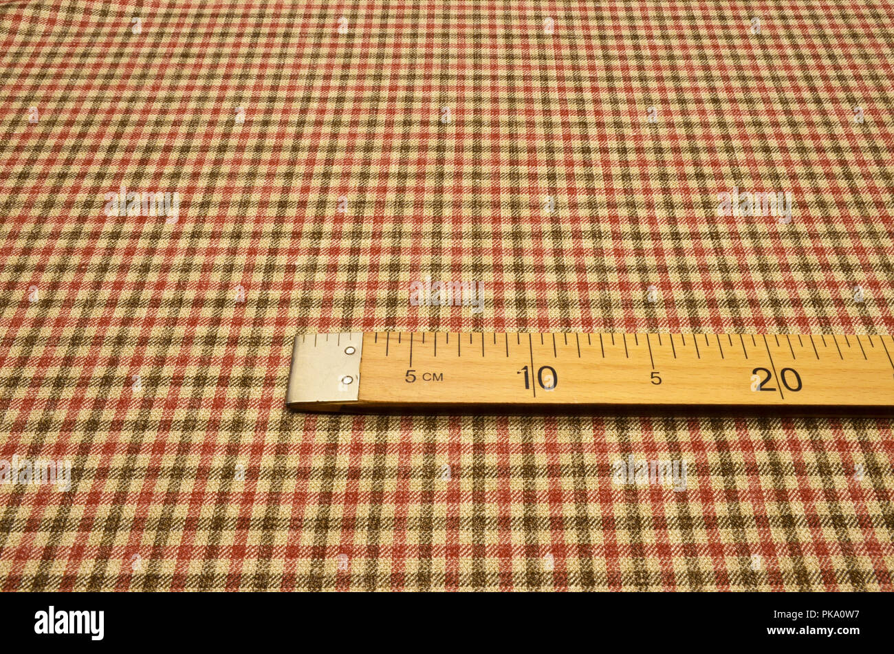 Fabric wool suit, cage red-beige-brown Stock Photo