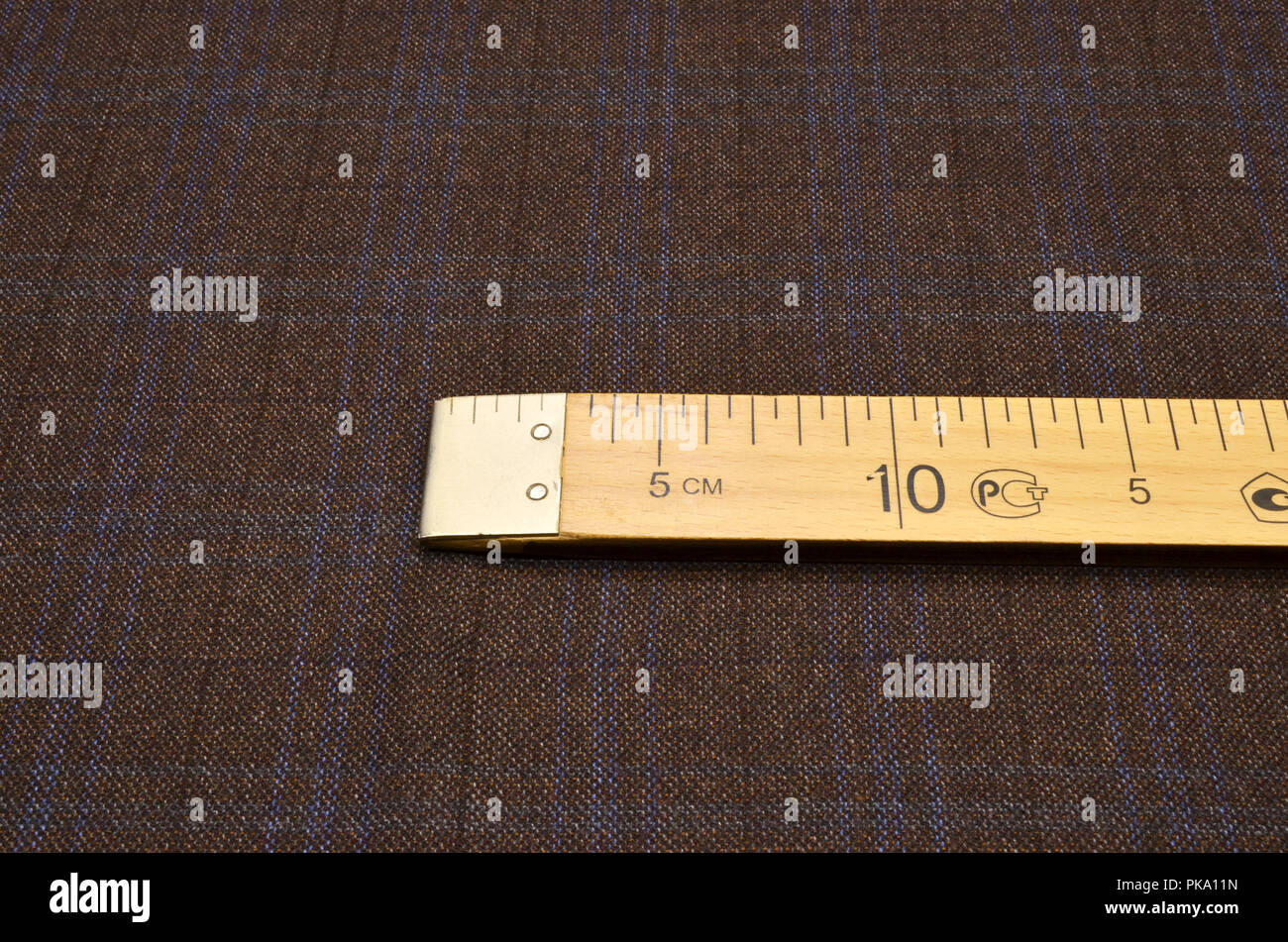 Woolen suit fabric, cage brown-blue Stock Photo