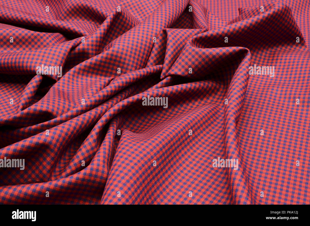 Fabric wool suit, cage red-blue Stock Photo