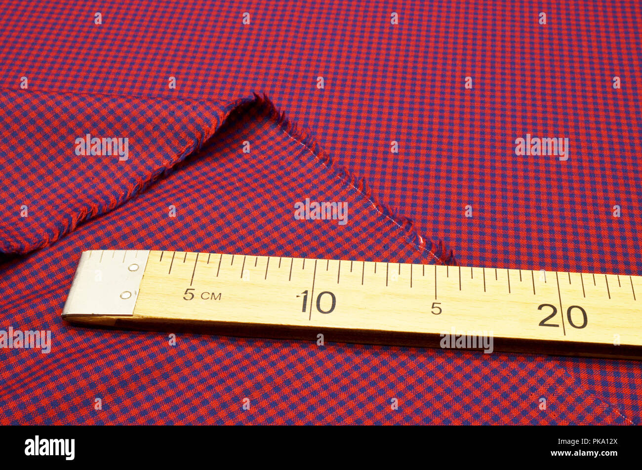 Fabric wool suit, cage red-blue Stock Photo