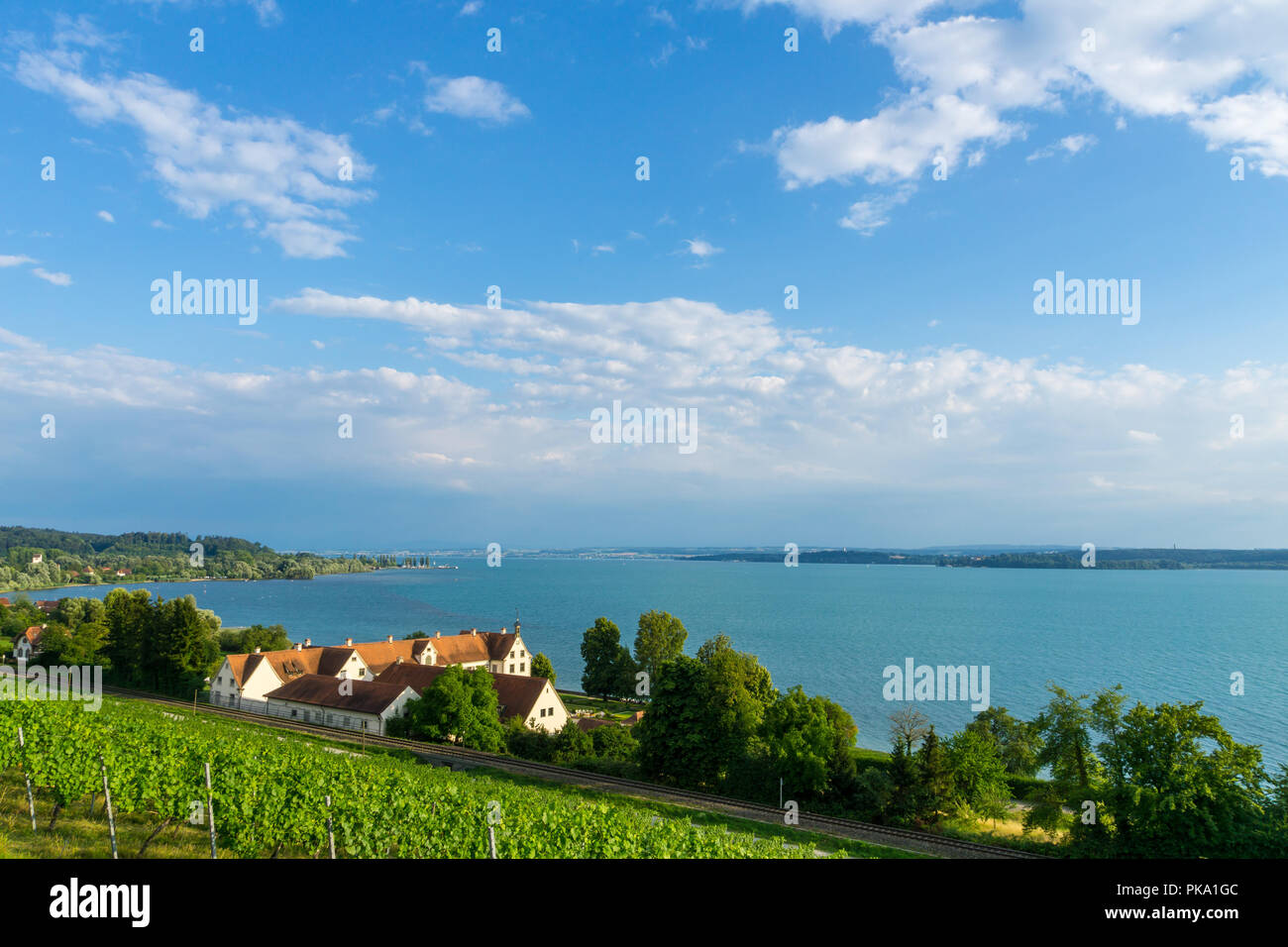 Germany, Lake constance houses and railroad Stock Photo Alamy