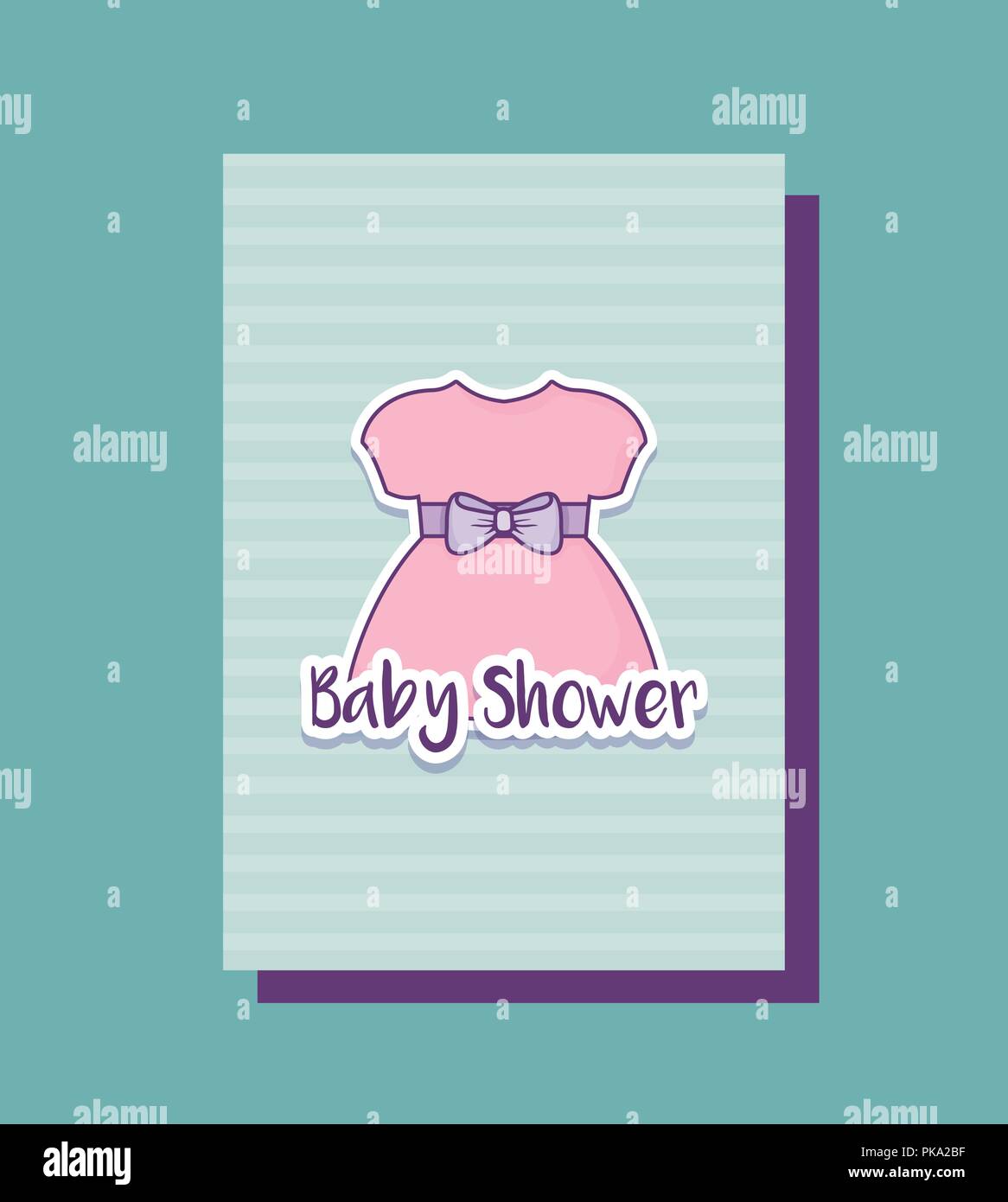 baby shower card with girl dress vector illustration design Stock ...