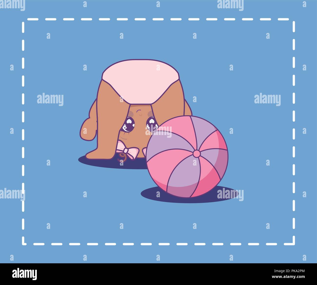 Baby Shower Card With Little Girl And Balloon Vector Illustration