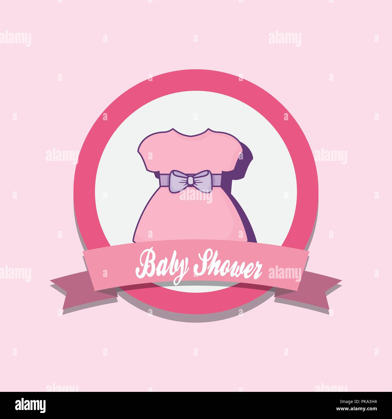 baby shower card with girl dress vector illustration design Stock ...
