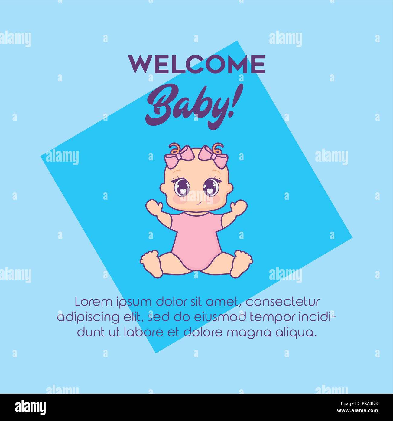 baby shower card with little girl vector illustration design Stock ...