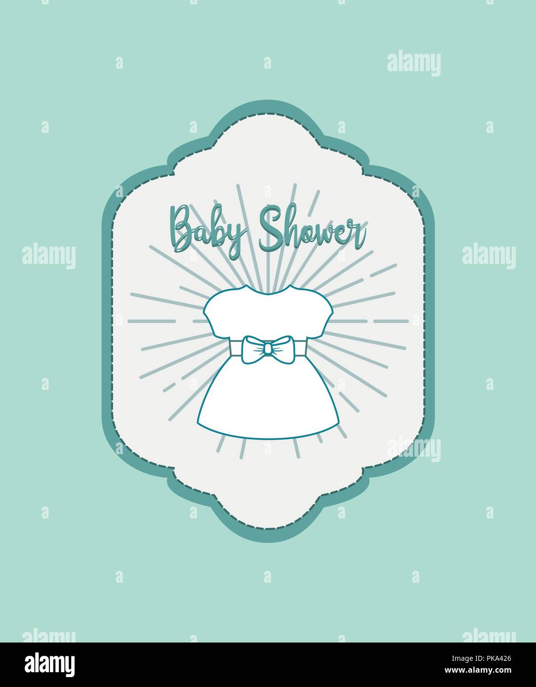 baby shower card with girl dress vector illustration design Stock ...