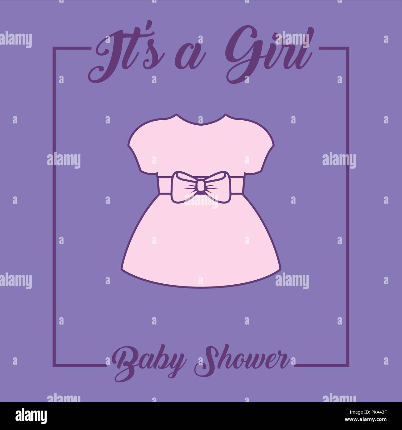 baby shower card with girl dress vector illustration design Stock ...