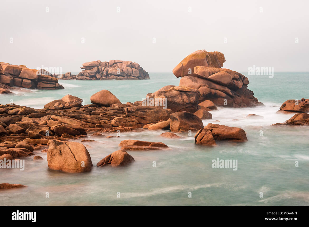 Atlantic ocean coast in Brittany near Ploumanach, France Stock Photo ...