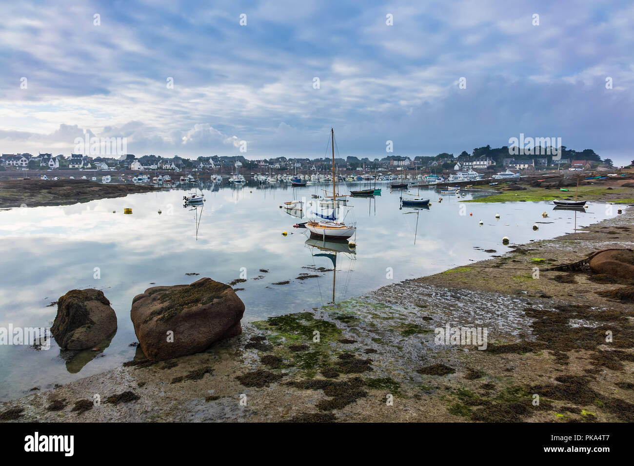 Atlantic ocean coast in Brittany near Ploumanach, France Stock Photo ...