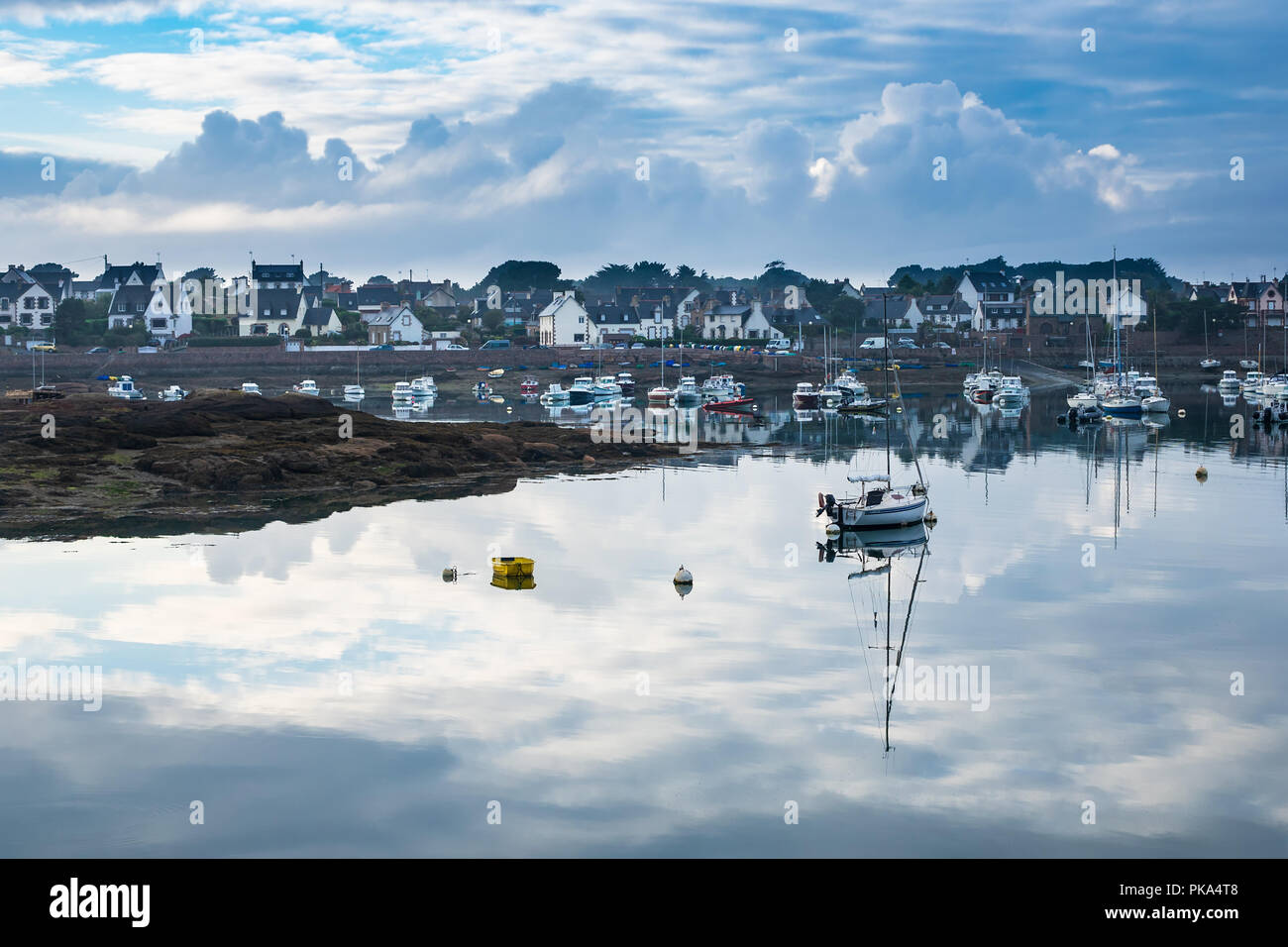 Atlantic ocean coast in Brittany near Ploumanach, France Stock Photo ...