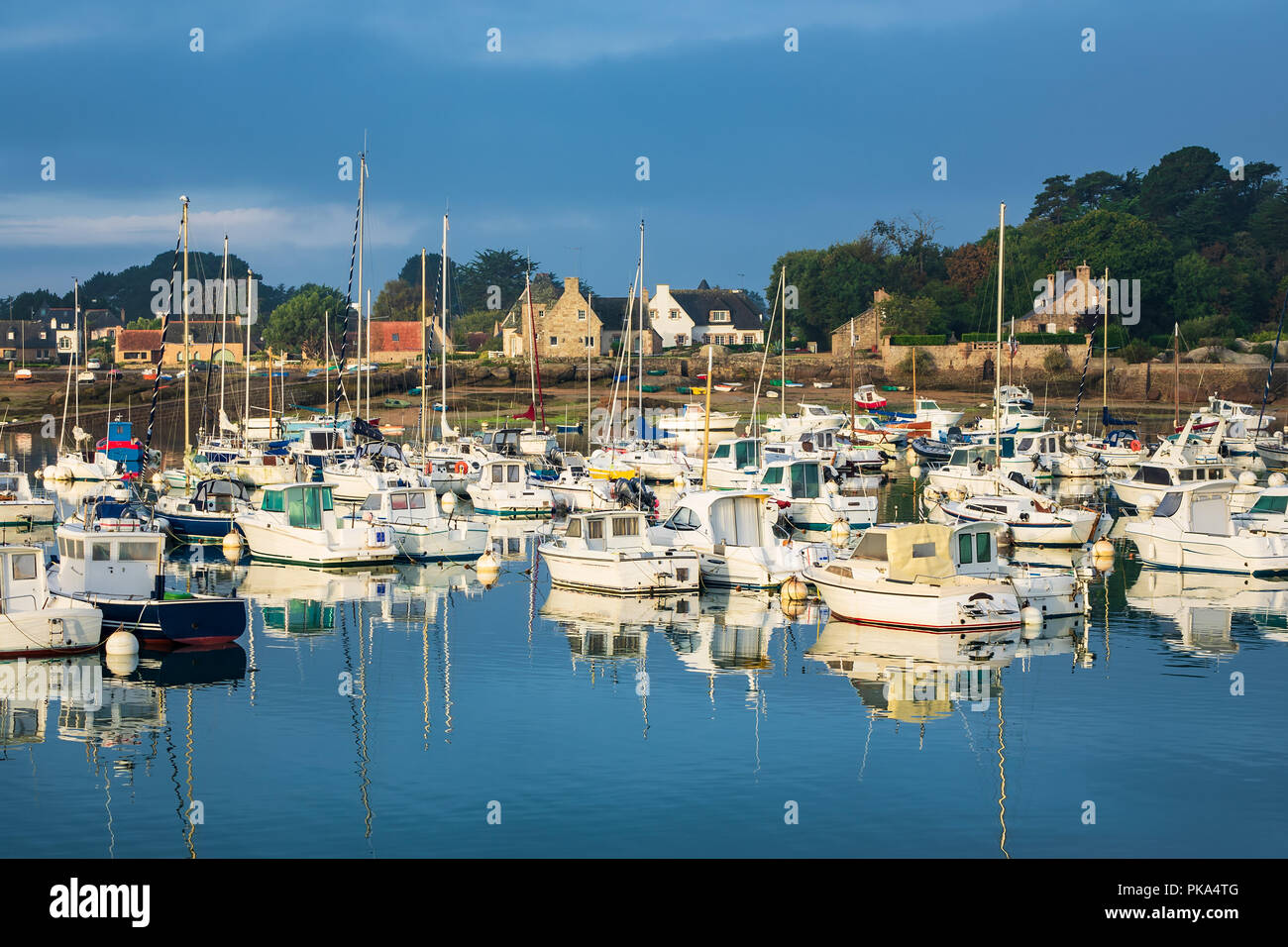 Atlantic ocean coast in Brittany near Ploumanach, France Stock Photo ...