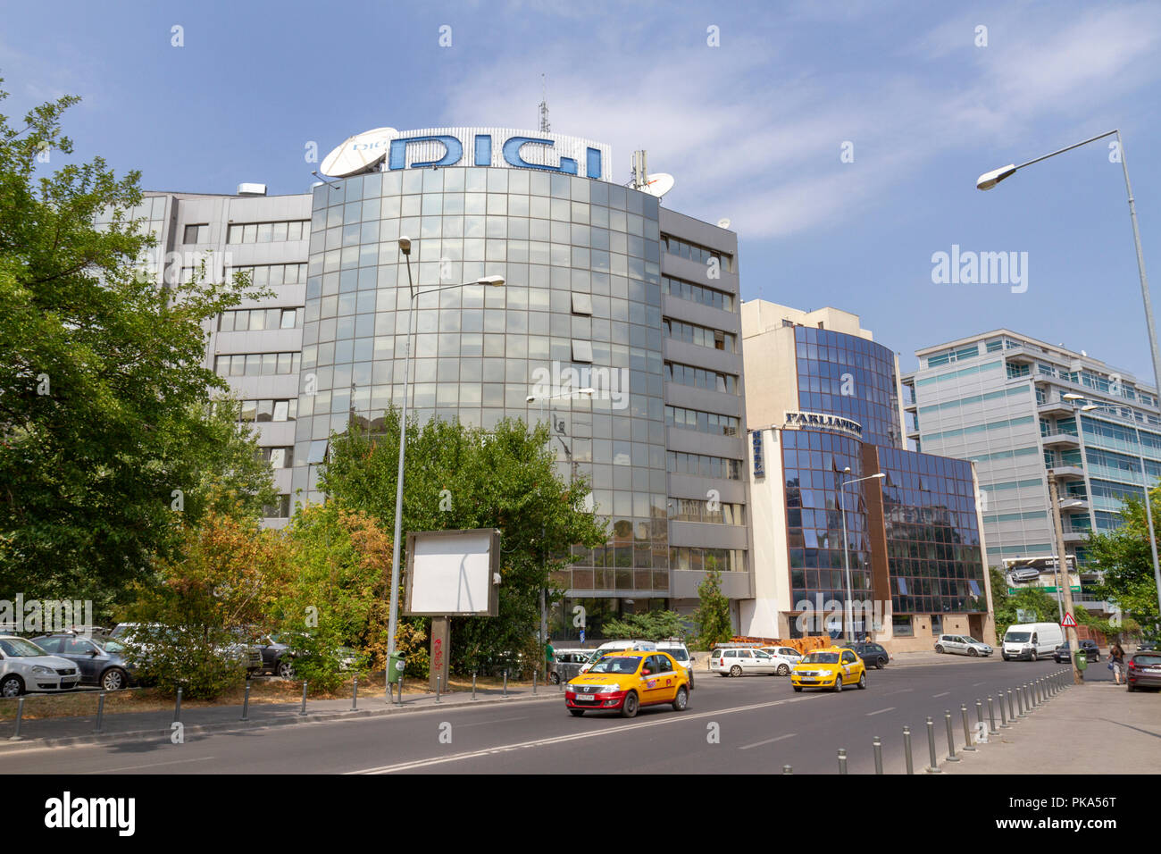 Modern office buildings (Digi România) on Strada Izvor in Bucharest, Romania. Stock Photo