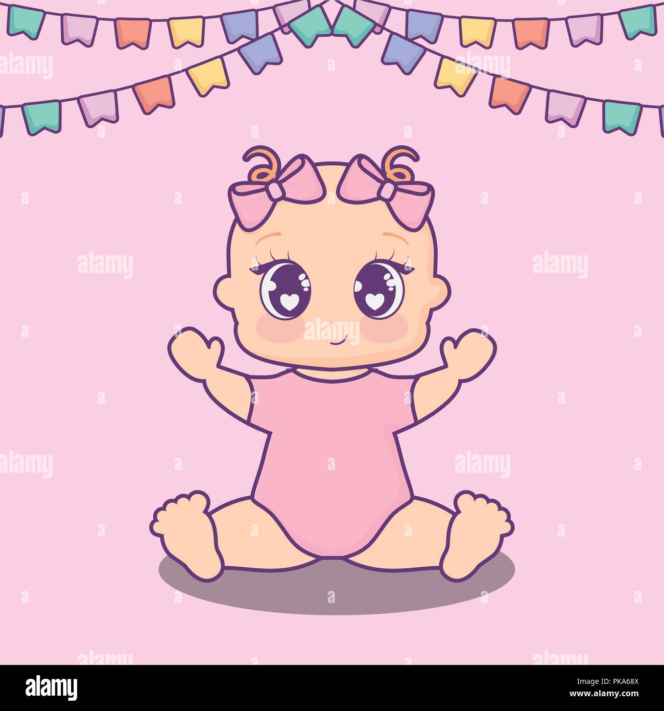 baby shower card with little girl vector illustration design Stock ...