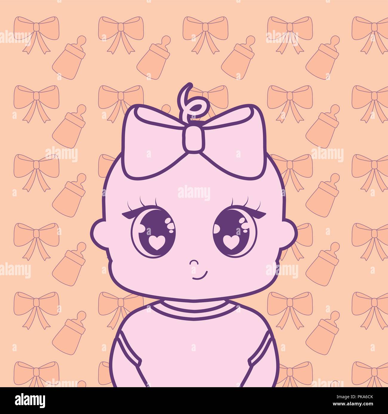 baby shower card with little girl vector illustration design Stock ...
