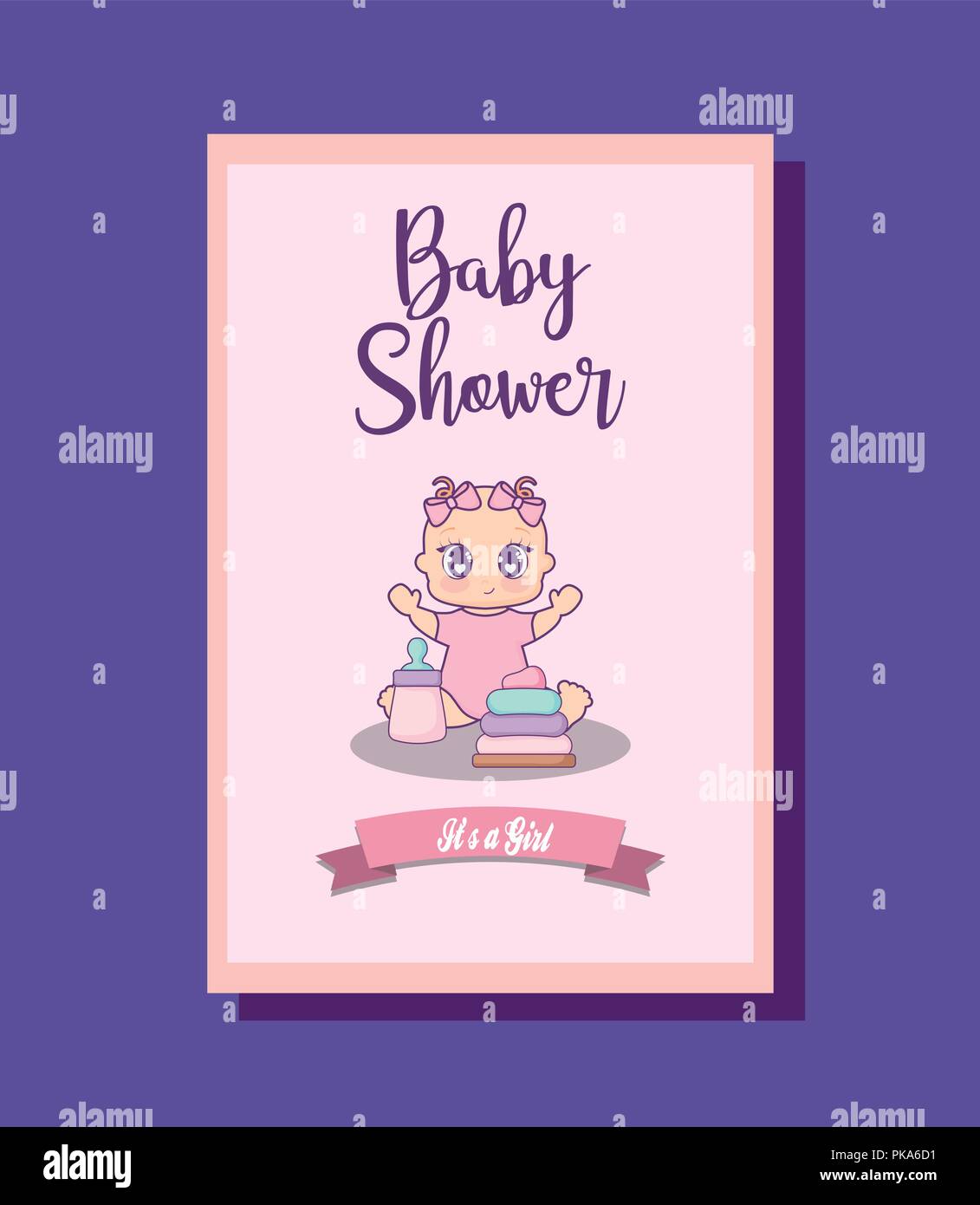 baby shower card with little girl vector illustration design Stock ...