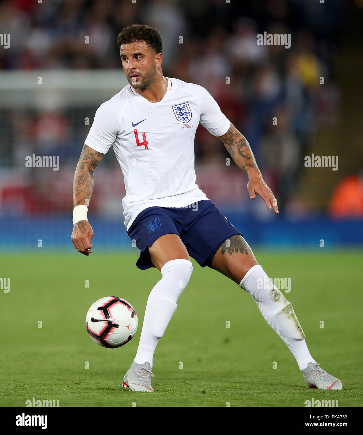 England's Kyle Walker during the International Friendly at The King Power Stadium, Leicester. PRESS ASSOCIATION Photo. Picture date: Tuesday September 11, 2018. See PA story SOCCER England. Photo credit should read: Nick Potts/PA Wire. Stock Photo