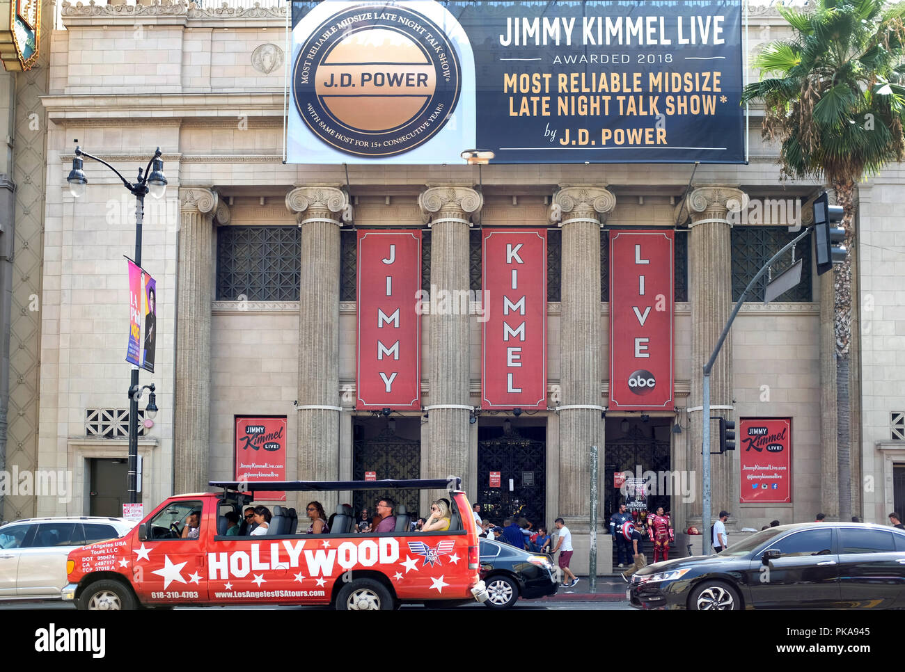 HOLLYWOOD - SEPT 2, 2018: Jimmy Kimmel Live marquee, the TV studio is