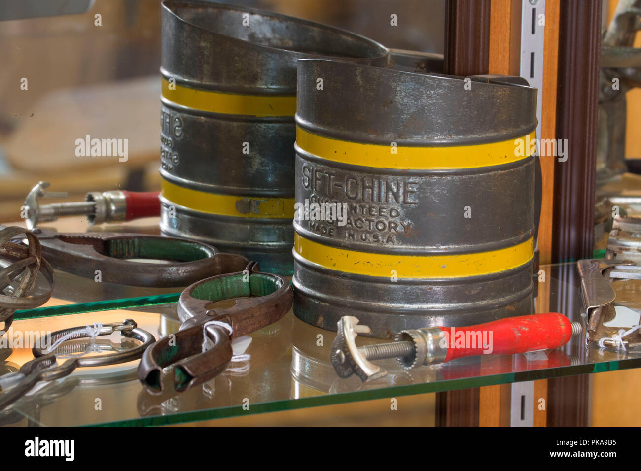 Flour sifter, Waldport Heritage Museum, Waldport, Oregon Stock Photo