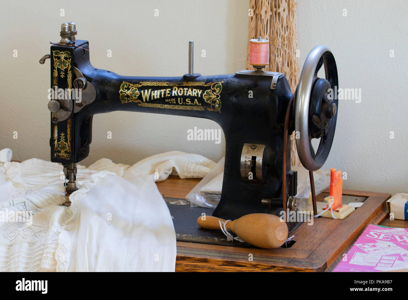 Sewing machine, Waldport Heritage Museum, Waldport, Oregon Stock Photo
