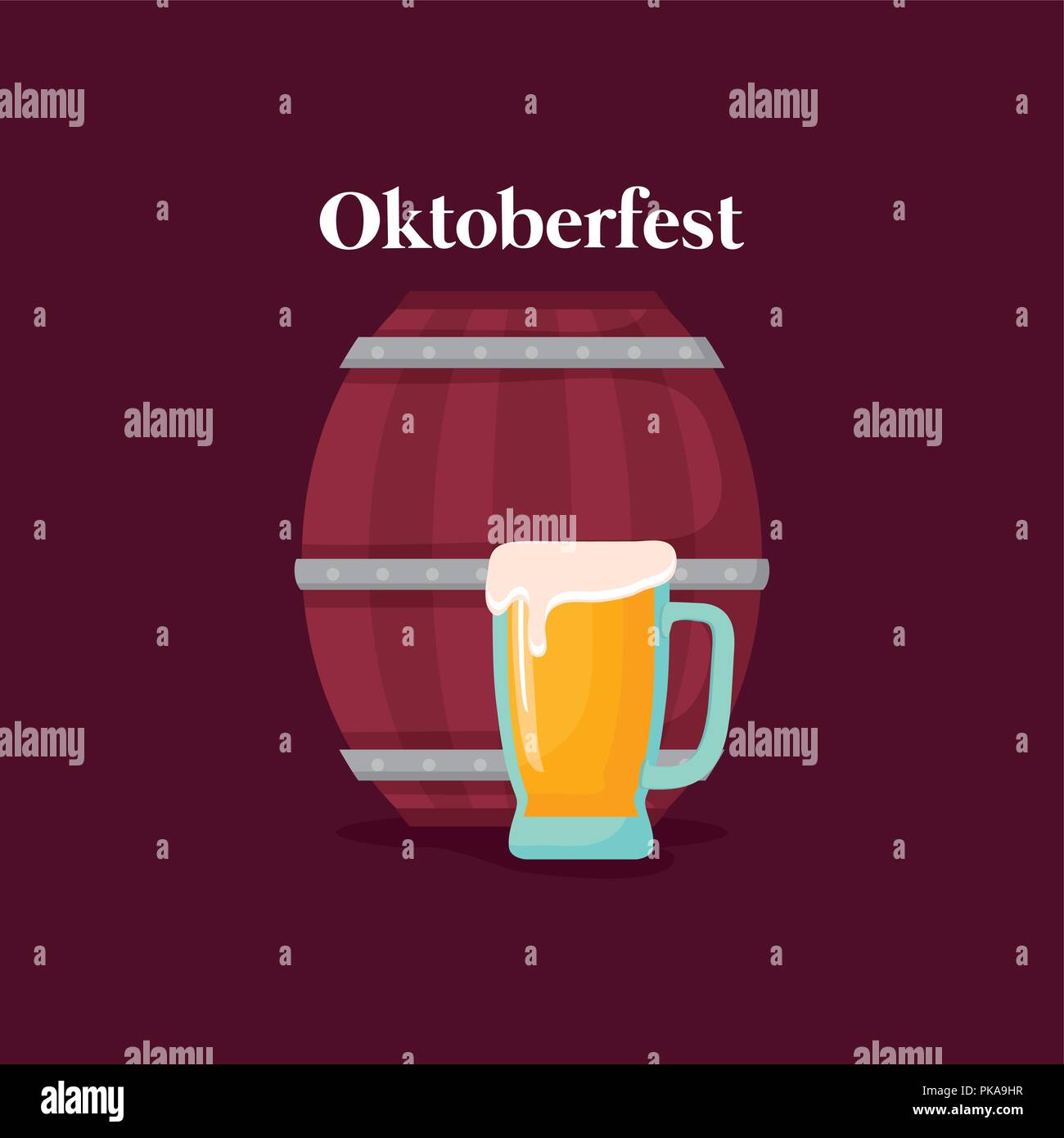 oktoberfest label with barrel beer vector illustration design Stock ...