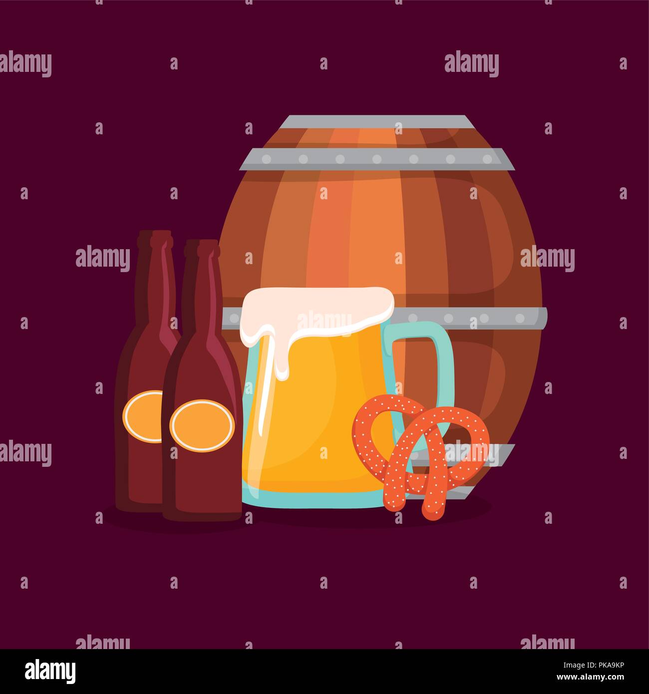 oktoberfest label with set icons vector illustration design Stock ...