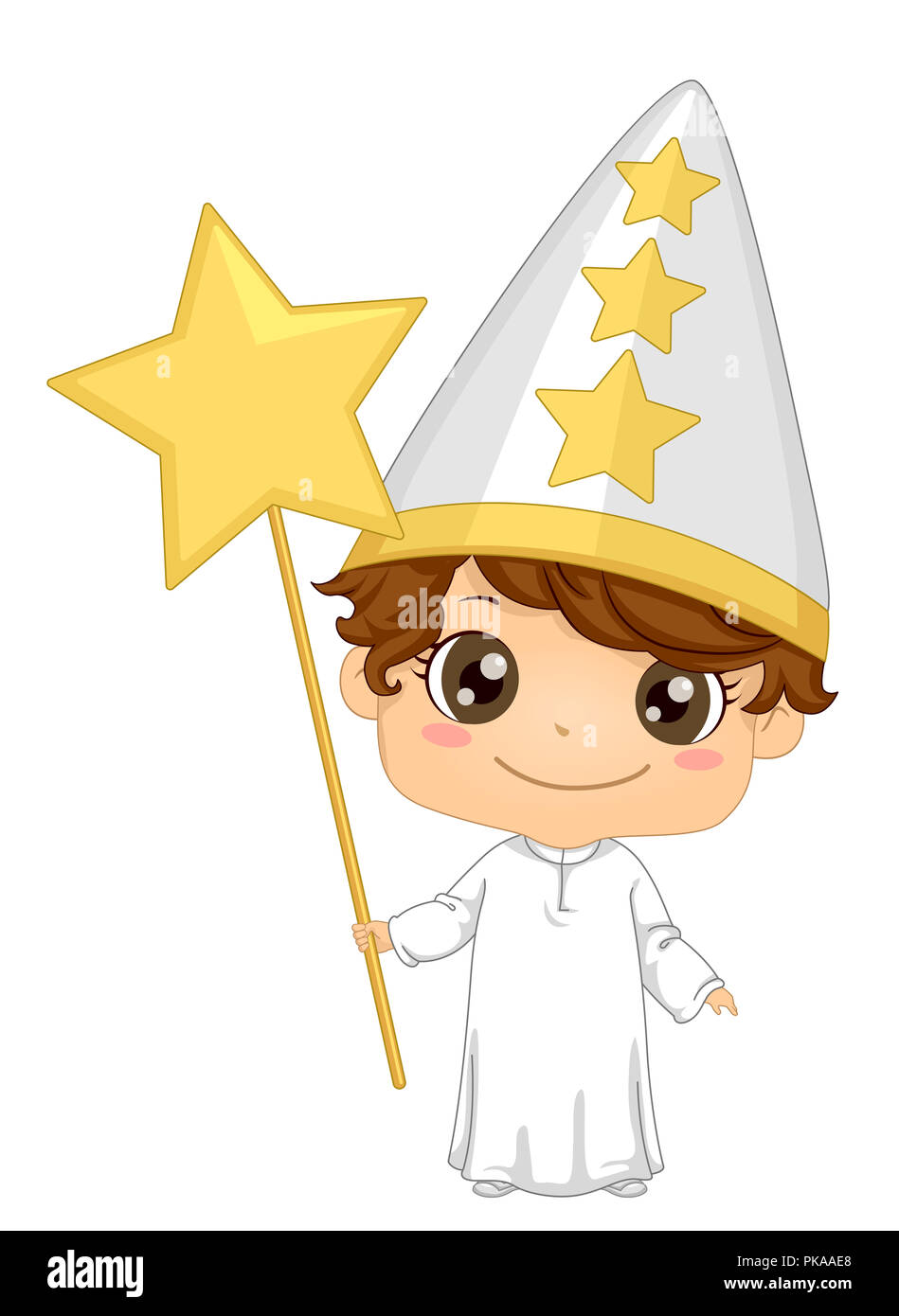Illustration of a Kid Boy Wearing a Star Boy Costume for Saint Lucia Feast Stock Photo
