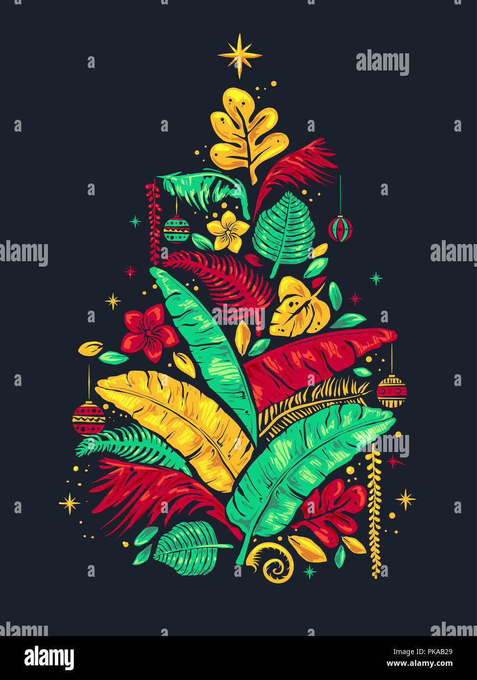 Decorative christmas tree made with leaves