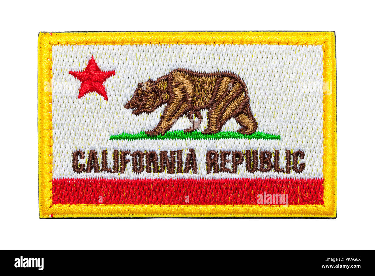 California Republic Flag Patch Isolated on White. Stock Photo