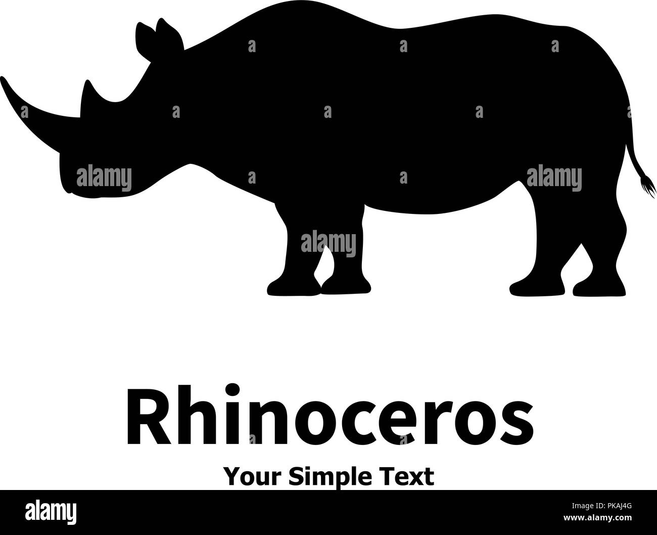 Vector illustration of a silhouette of a rhino Stock Vector