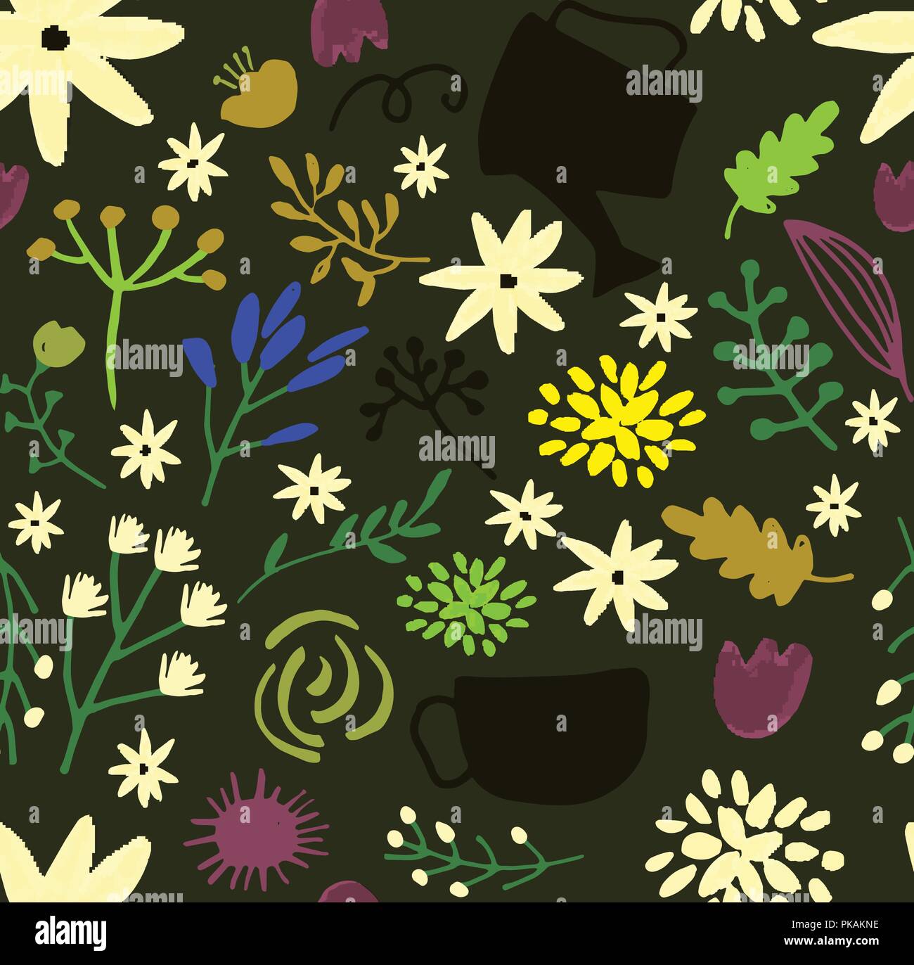 Vector hand drawn floral pattern, delicate flowers Stock Vector