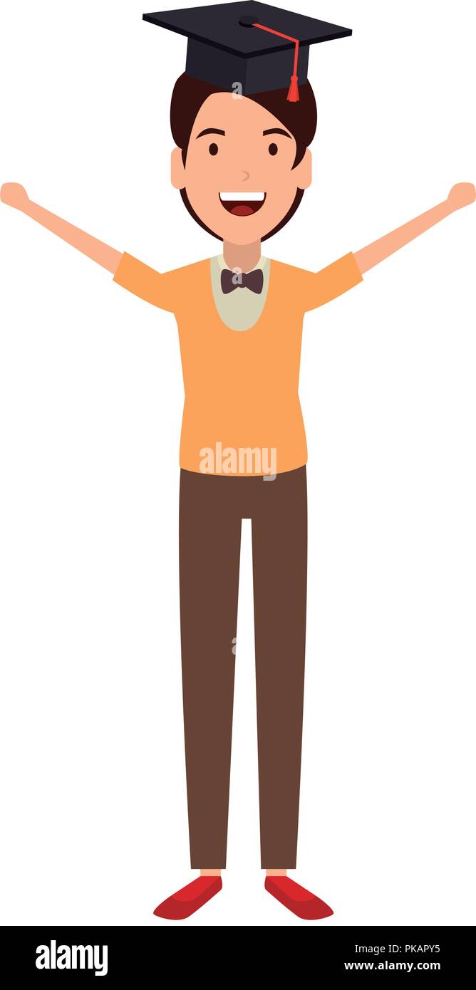 man student celebrating with hat graduation vector illustration design ...
