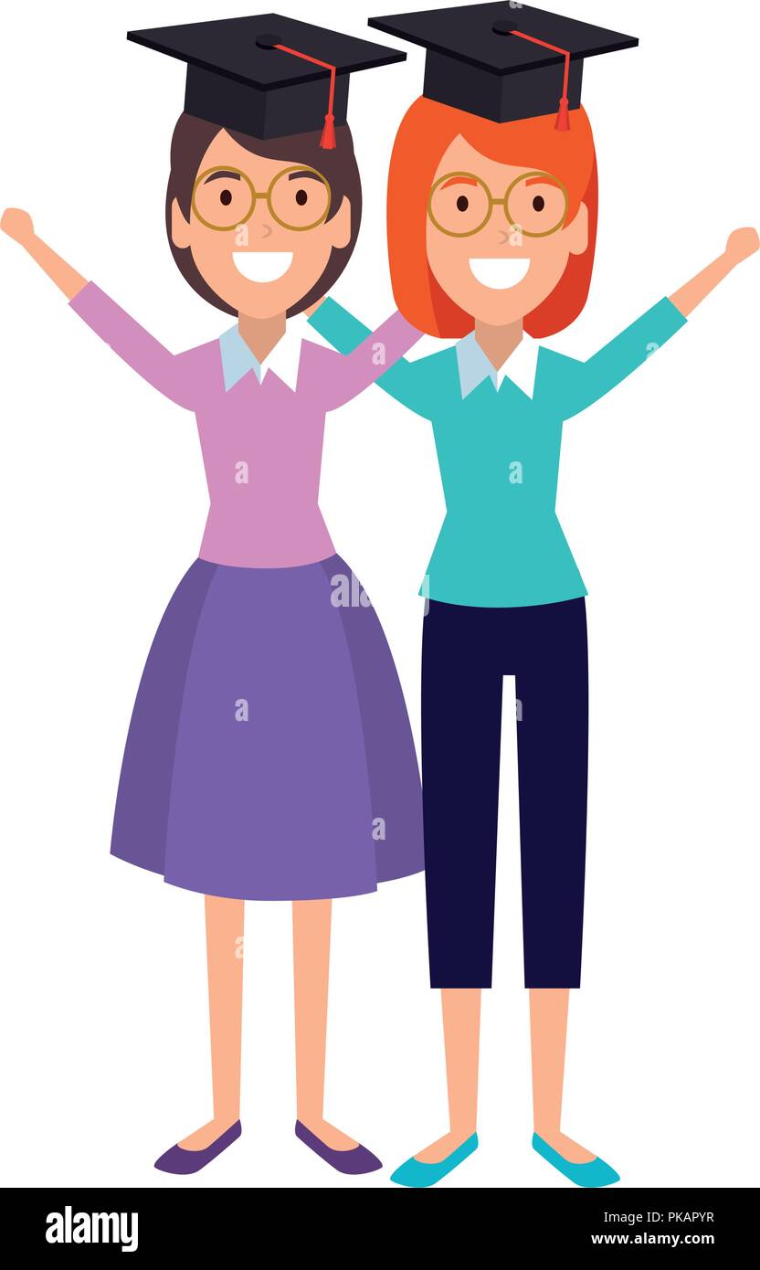 women student celebrating with hat graduation vector illustration Stock ...
