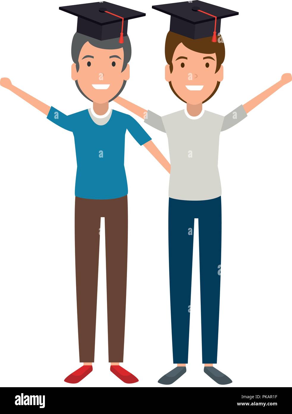 men students celebrating with hat graduation vector illustration design ...