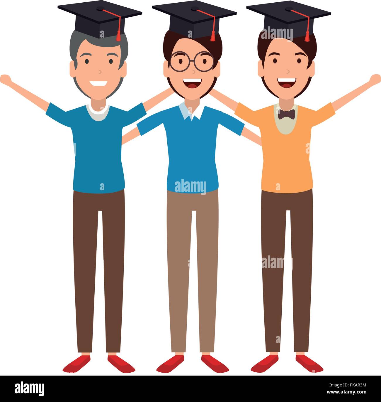 men students celebrating with hat graduation vector illustration design ...