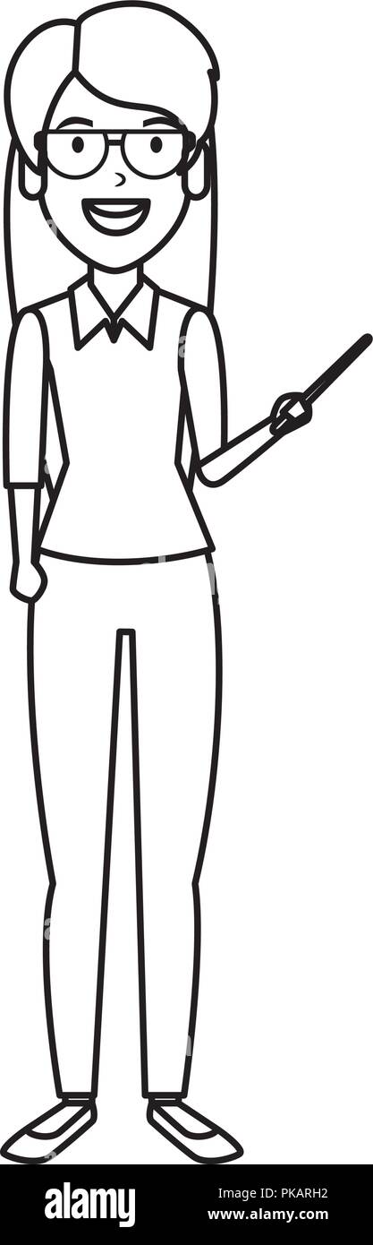 teacher woman with pointer vector illustration design Stock Vector ...