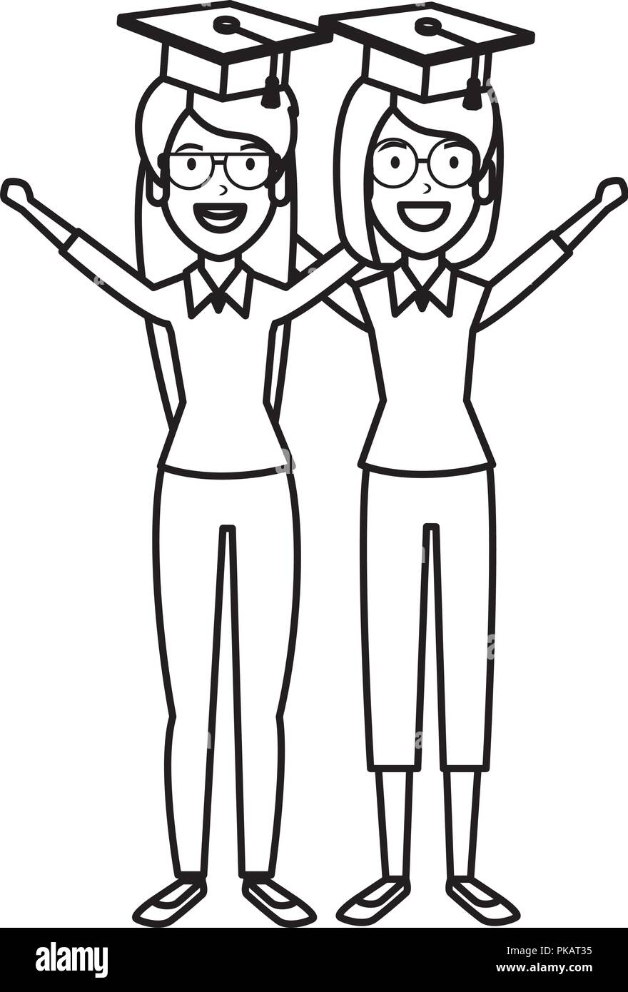 women student celebrating with hat graduation vector illustration Stock ...