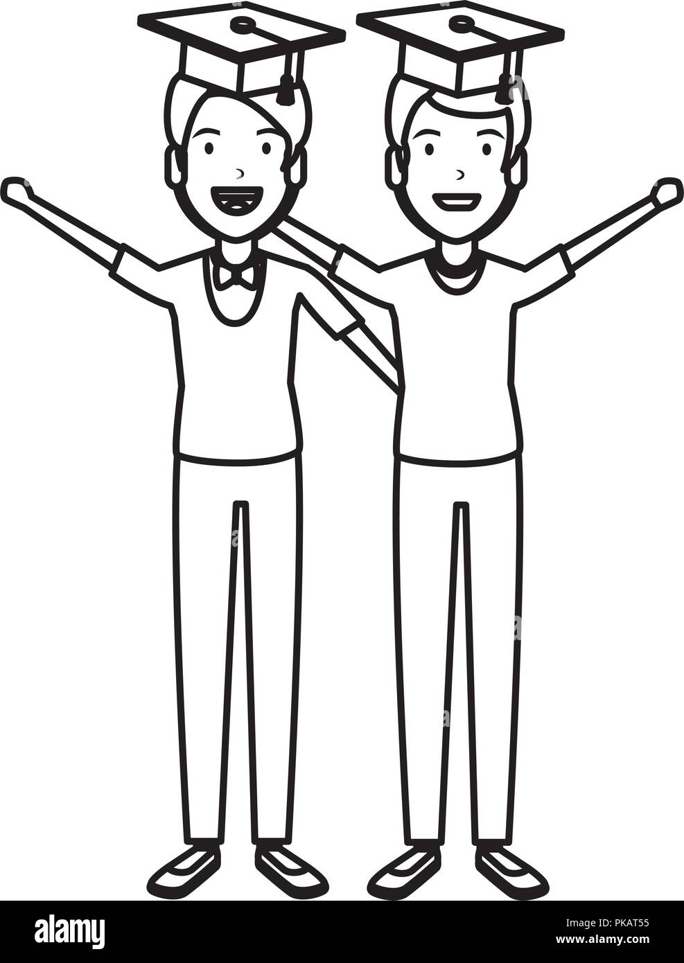 men students celebrating with hat graduation vector illustration design ...