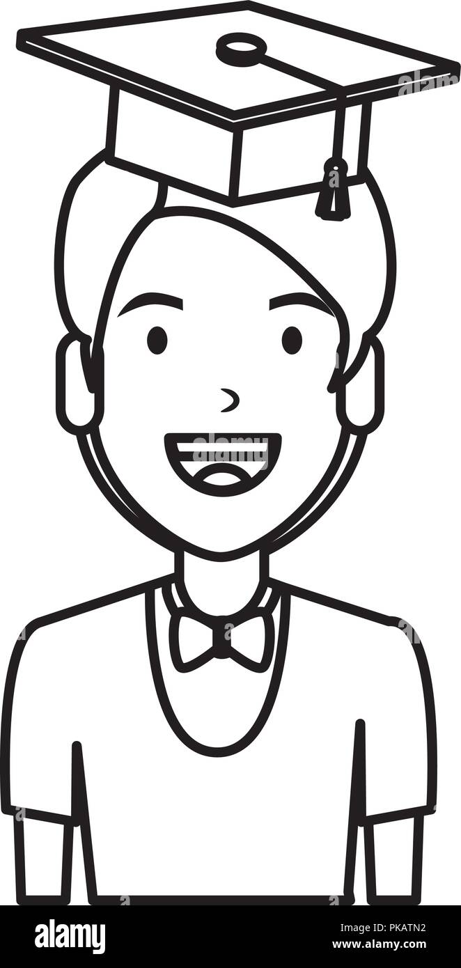 young man student with hat graduation vector illustration design Stock ...