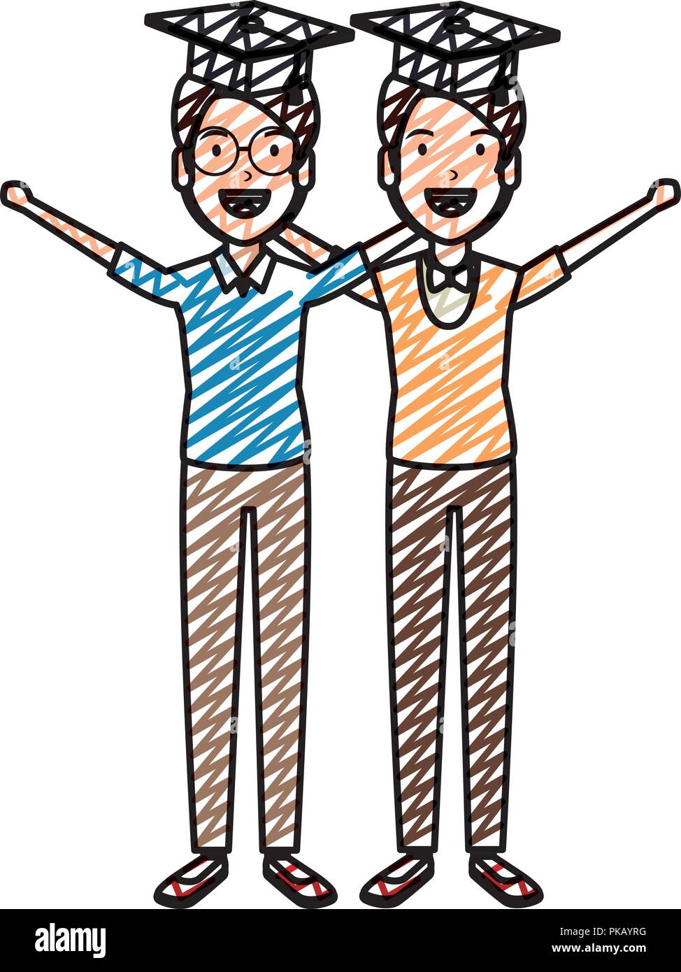 men students celebrating with hat graduation vector illustration design ...