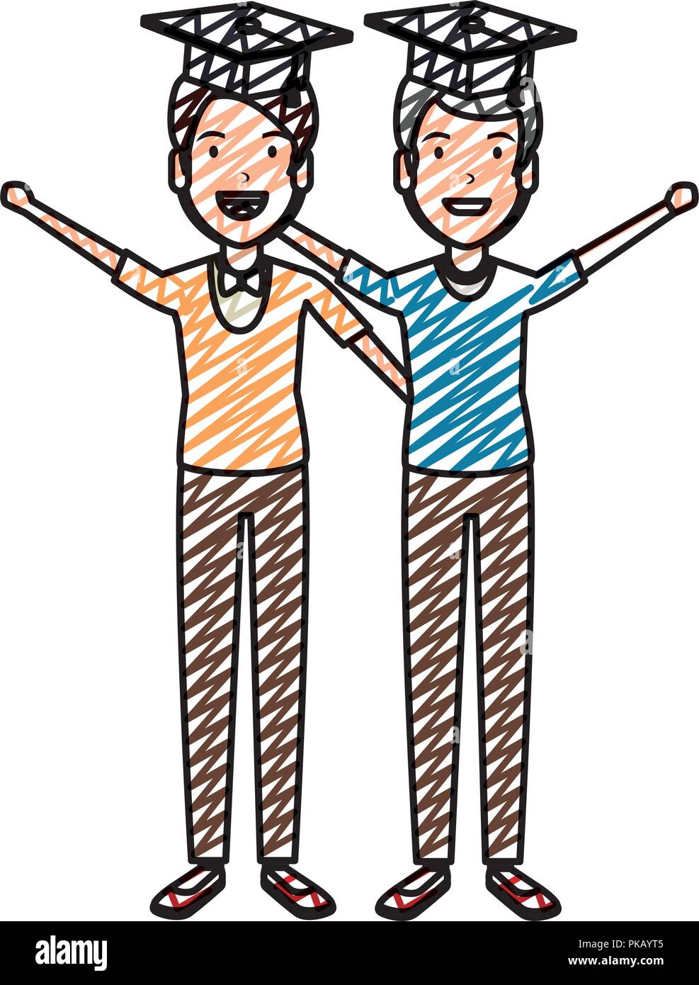 men students celebrating with hat graduation vector illustration design ...