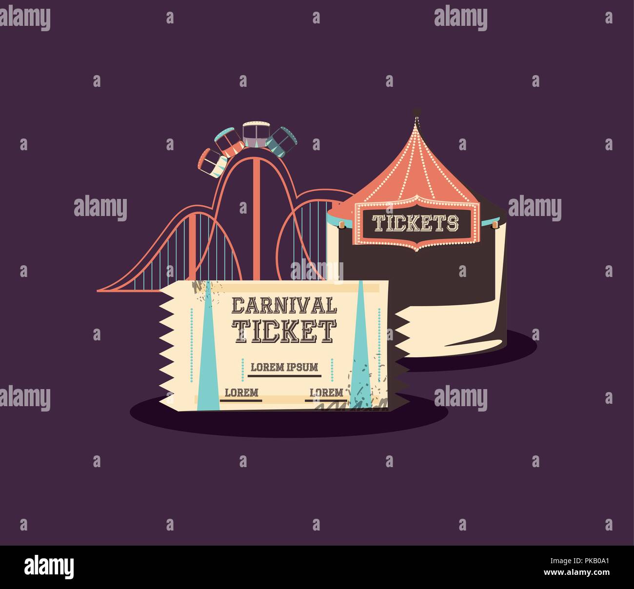 carnival roller coaster ticket booth entertainment vector illustration ...