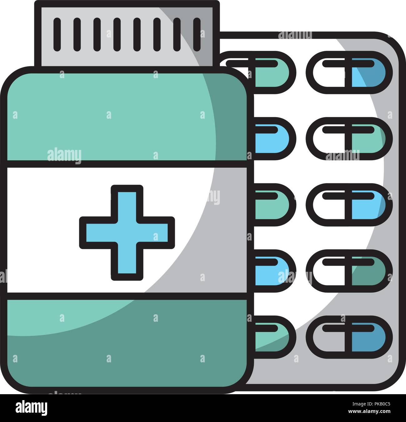 medicine bottle pills and packaging capsule pharmacy vector illustration Stock Vector Image