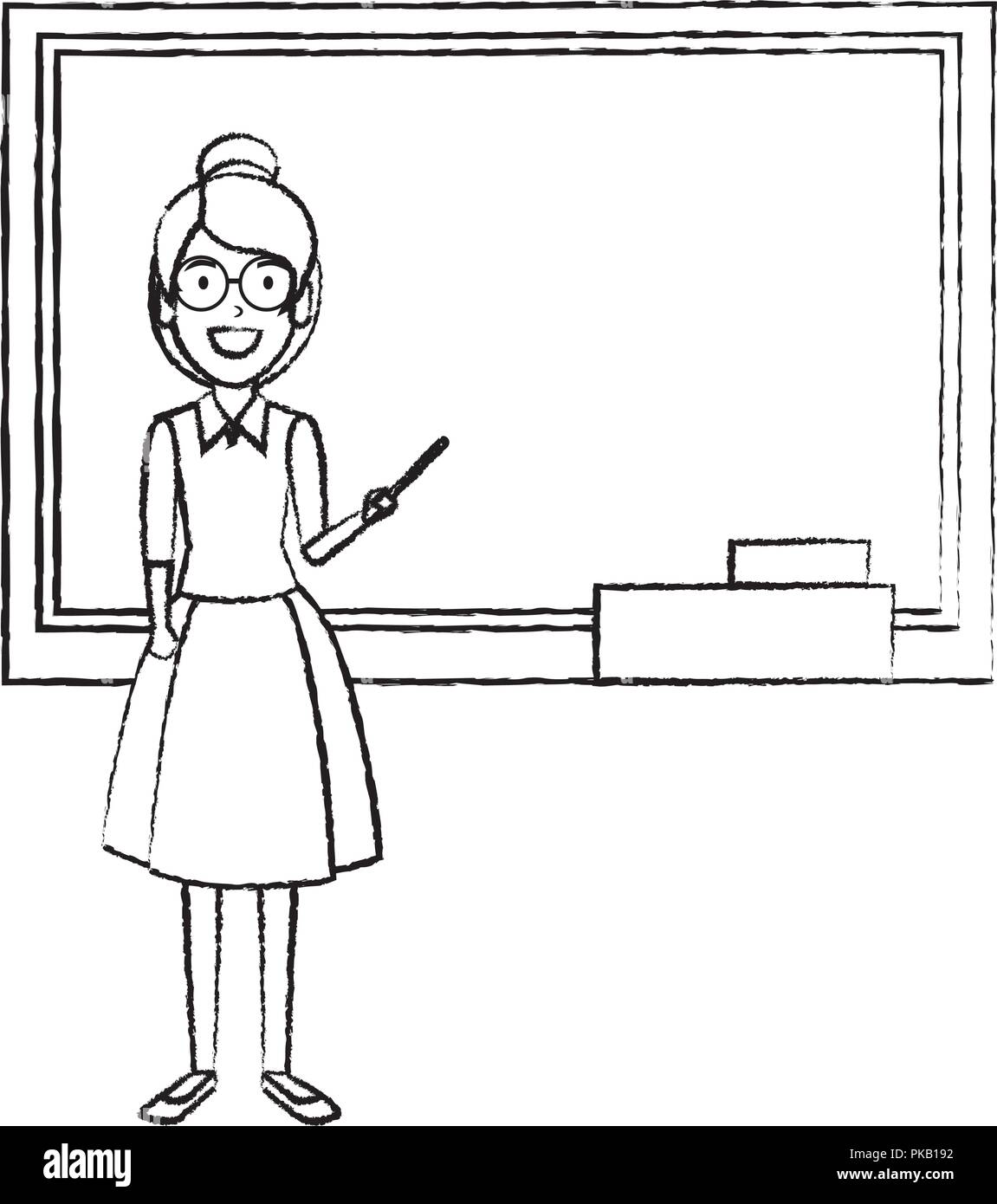teacher woman with pointer and chalkboard vector illustration design ...