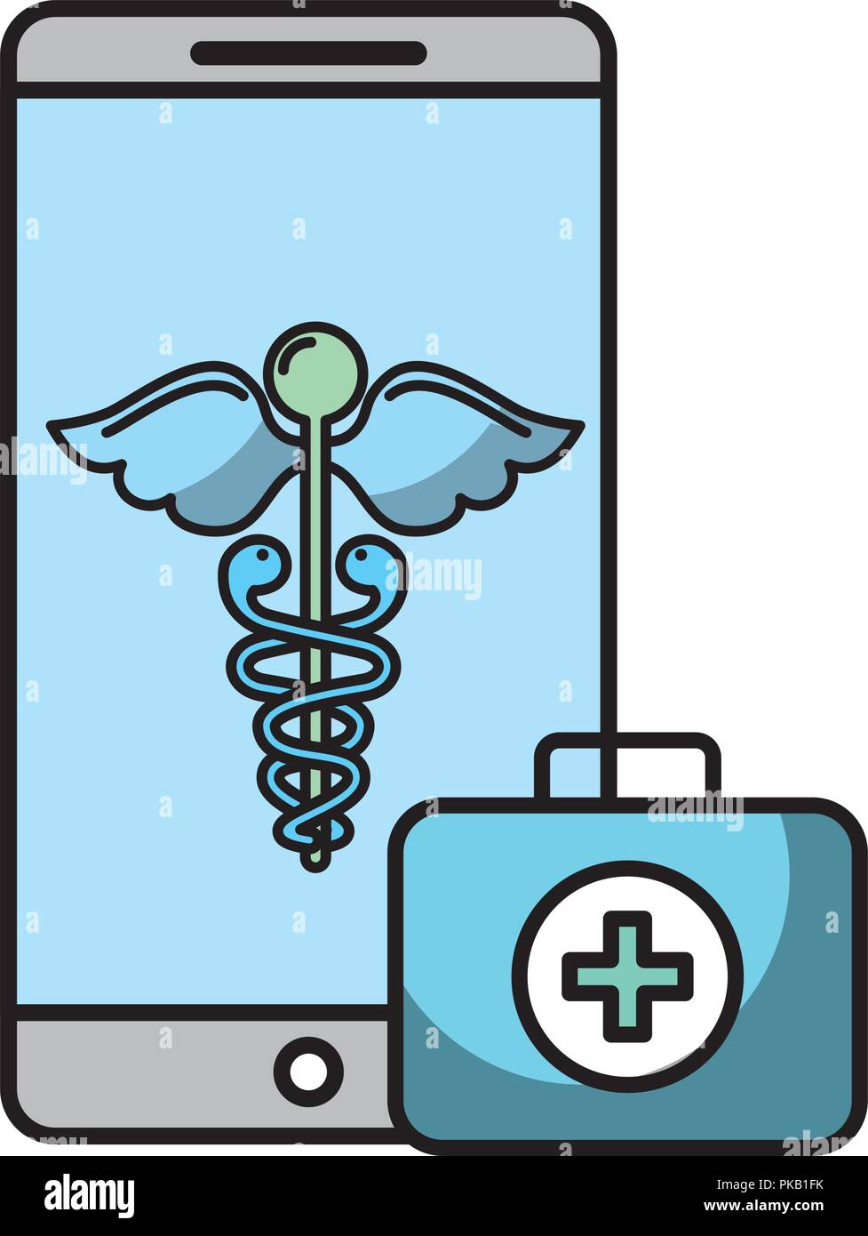 smartphone caduceus medical first aid app vector illustration Stock