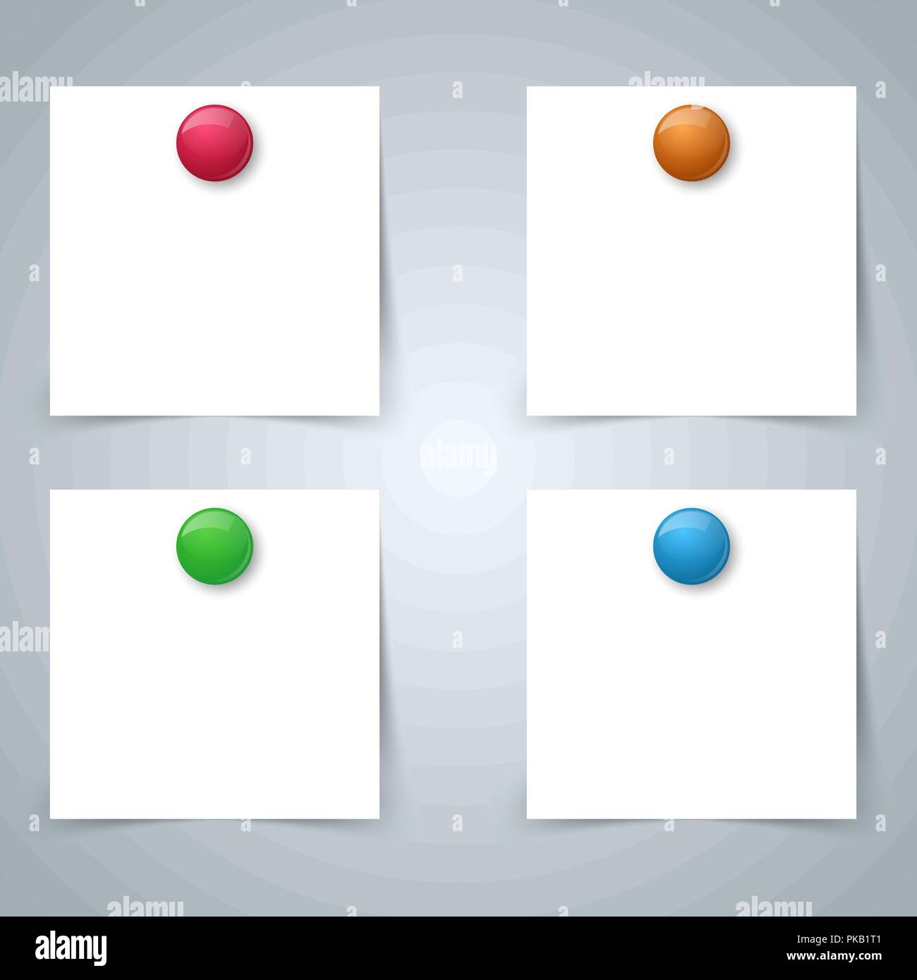 Square paper magnet - business infographic. Four items. Stock Vector