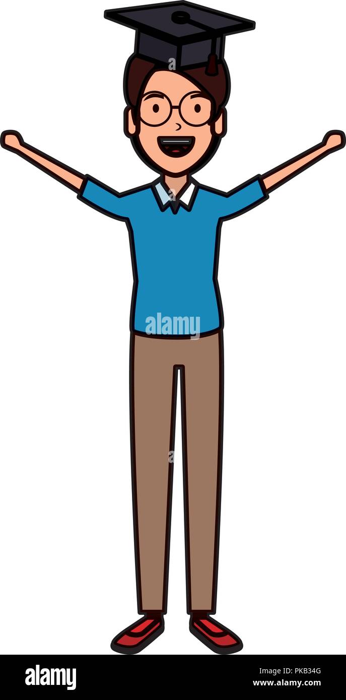 man student celebrating with hat graduation vector illustration design ...