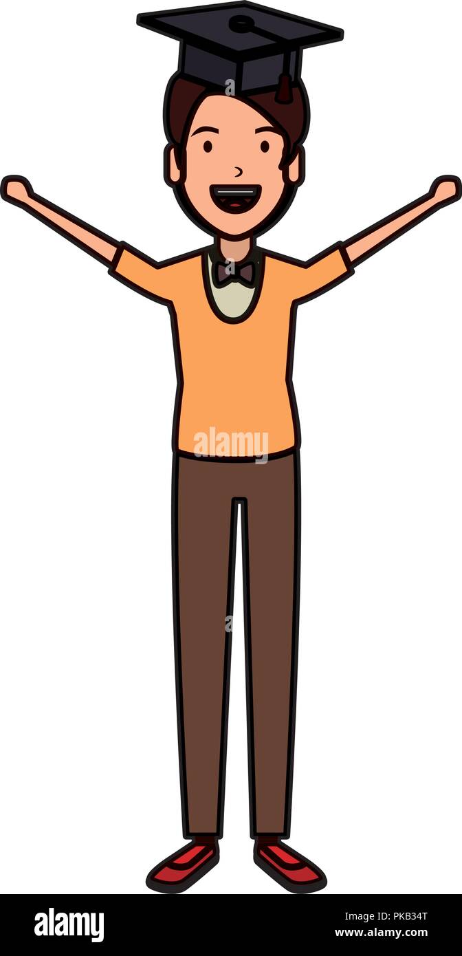 man student celebrating with hat graduation vector illustration design ...
