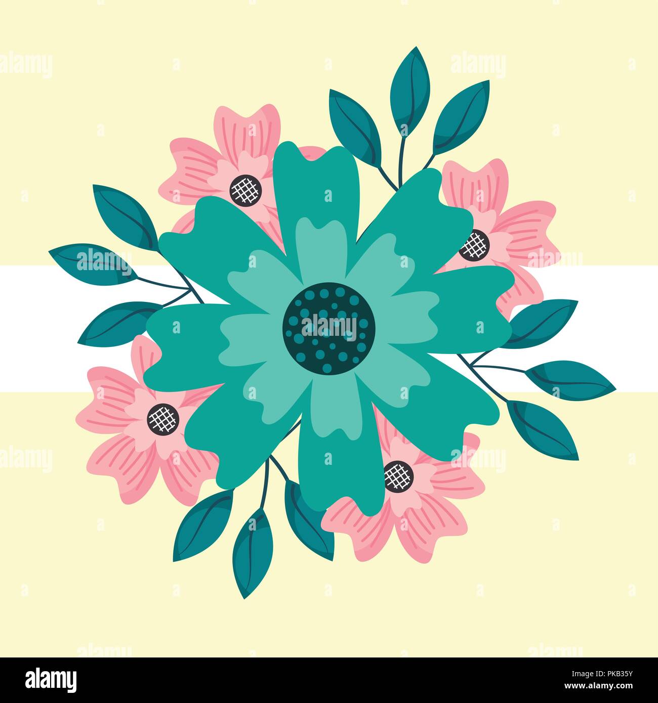 natural flower foliage flourish floral decoration vector illustration
