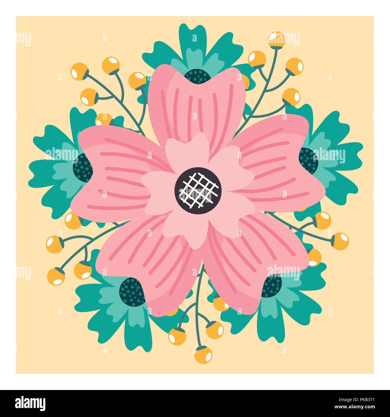 natural flower foliage flourish floral decoration vector illustration