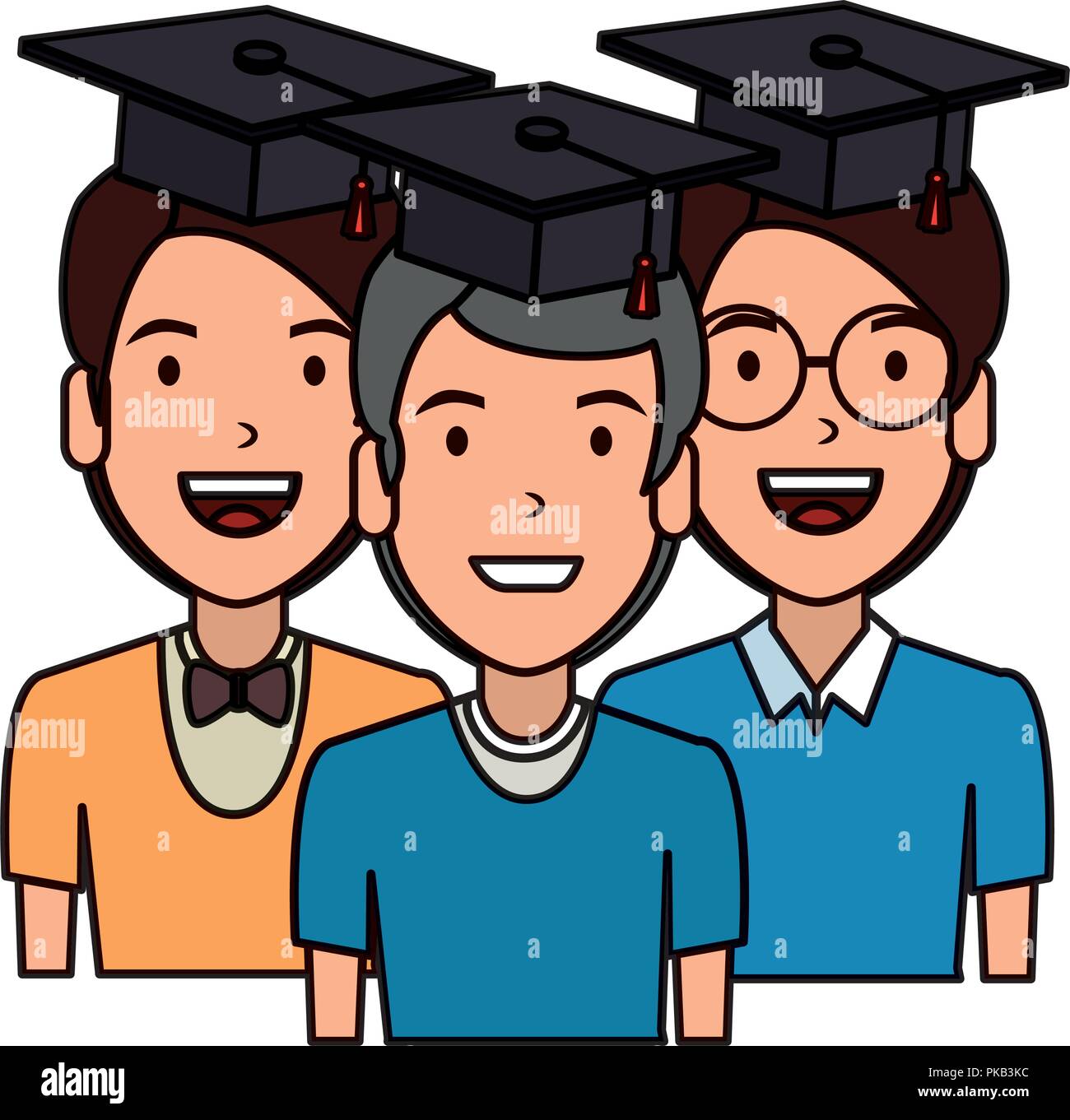 young men students with hat graduation vector illustration design Stock ...